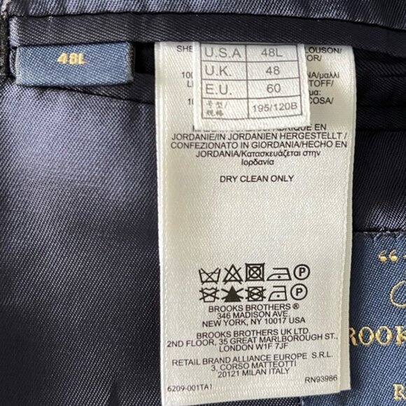 Brooks Brothers 346 Regent Fit Navy Windowpane Wool Blazer Sport Coat Jacket 48L - Picture 11 of 15